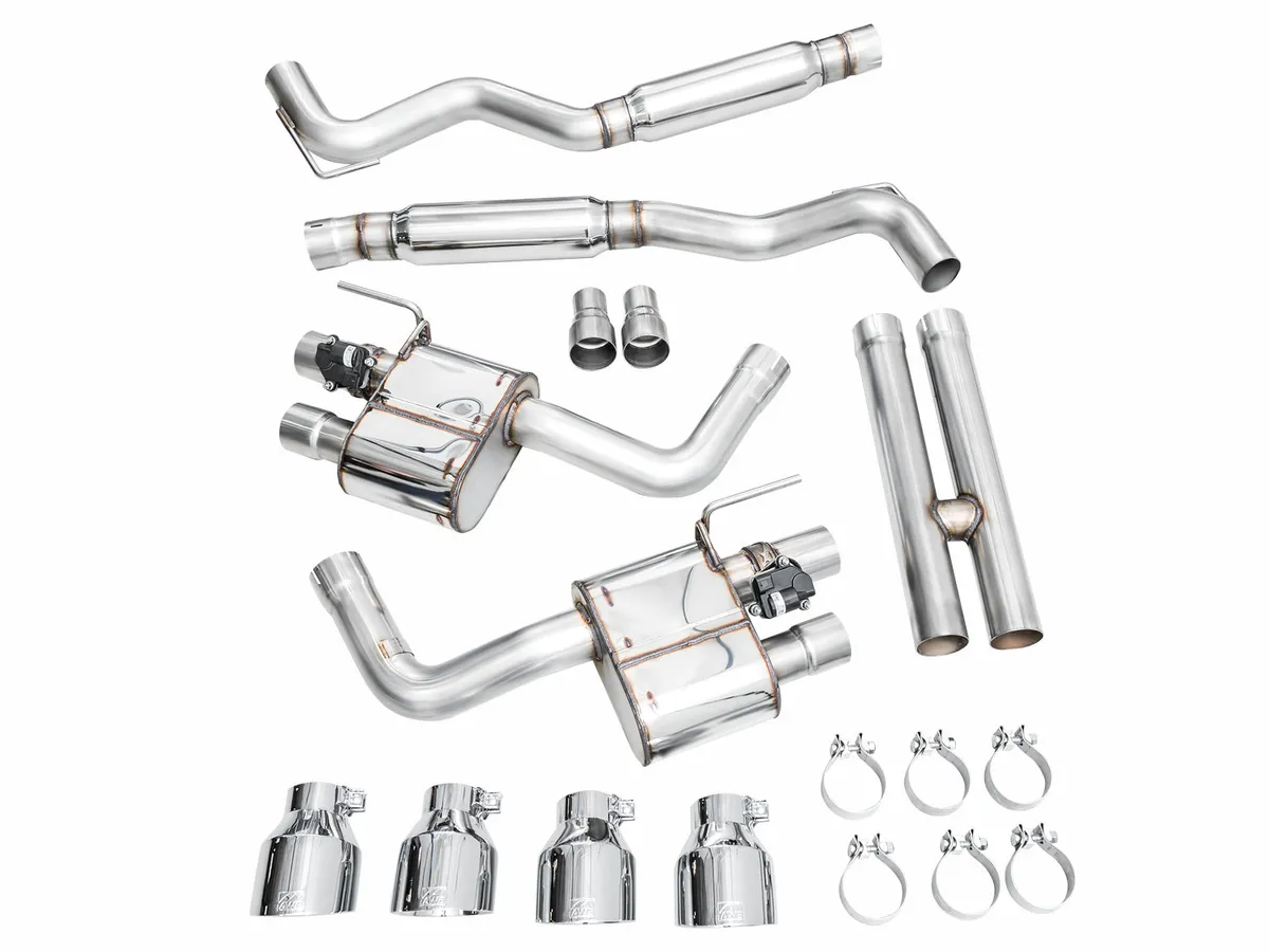 AWE SwitchPath Exhaust for Ford Mustang S550 Mach1 - Quad Diamond Black Tips 3025-43551 product image