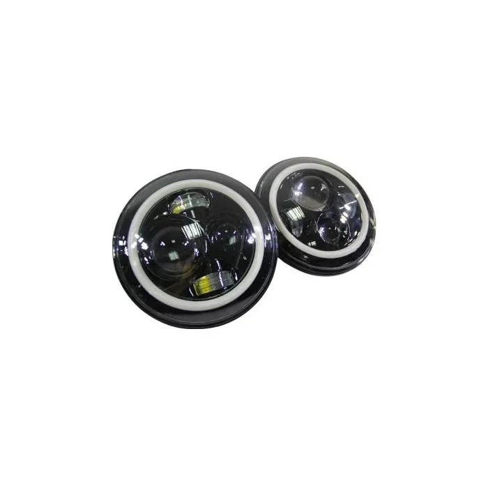 Quake LED - Qte959 - Jeep Jk/Cj/Tj 7 Inch Headlights W/White DRL Halo And Amber Turn Signals product image