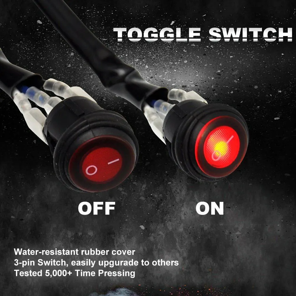 LED Light Bar Wiring Harness Kit (2 Leads 16awg) With Fuse 12v 40a Relay 3/4" On/Off Switch product image