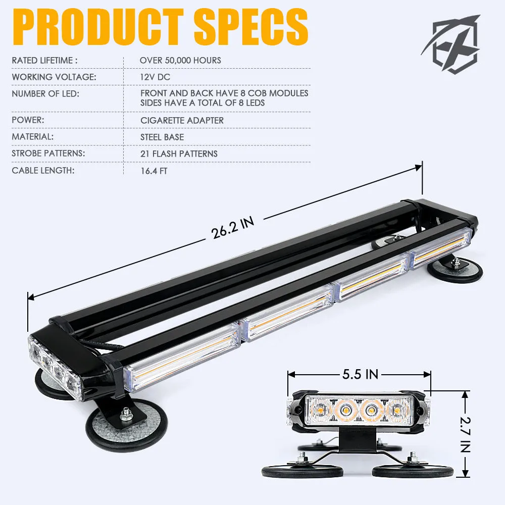 26" Rooftop LED Strobe Light with Magnetic Base | Pursuit Series product image