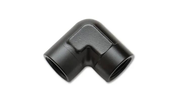 Vibrant Performance 90 Degree NPT Adapter Fitting; 0.125 in. NPT; 6061 Aluminum; Black Anodized; Female Pipe Coupler;