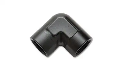 Vibrant Performance 90 Degree NPT Adapter Fitting; 0.125 in. NPT; 6061 Aluminum; Black Anodized; Female Pipe Coupler;