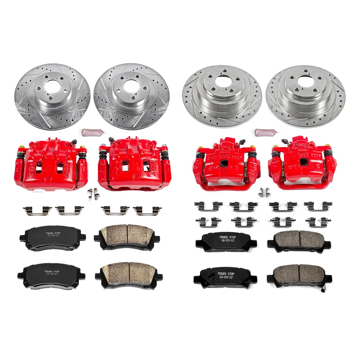 Z23 Evolution Sport Upgrade Kit: Drilled/Slotted Rotors; Carbon-Fiber Ceramic Pads; Powder Coated Calipers product image