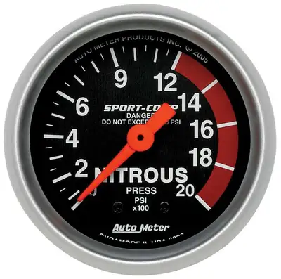 AutoMeter Gauge, Nitrous Pressure, 2 1/16", 2000psi, Mechanical, Sport-Comp