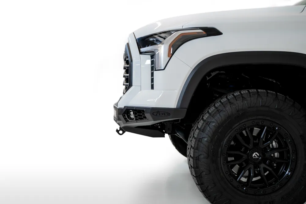 Stealth Fighter front bumper for the 2022-2023 Toyota Tundra is an aggressive modern radius plate design that fits tight around the Tundra s frontend. A steel plate design provides additional protection and a winch mount provides additional utility for yo product image