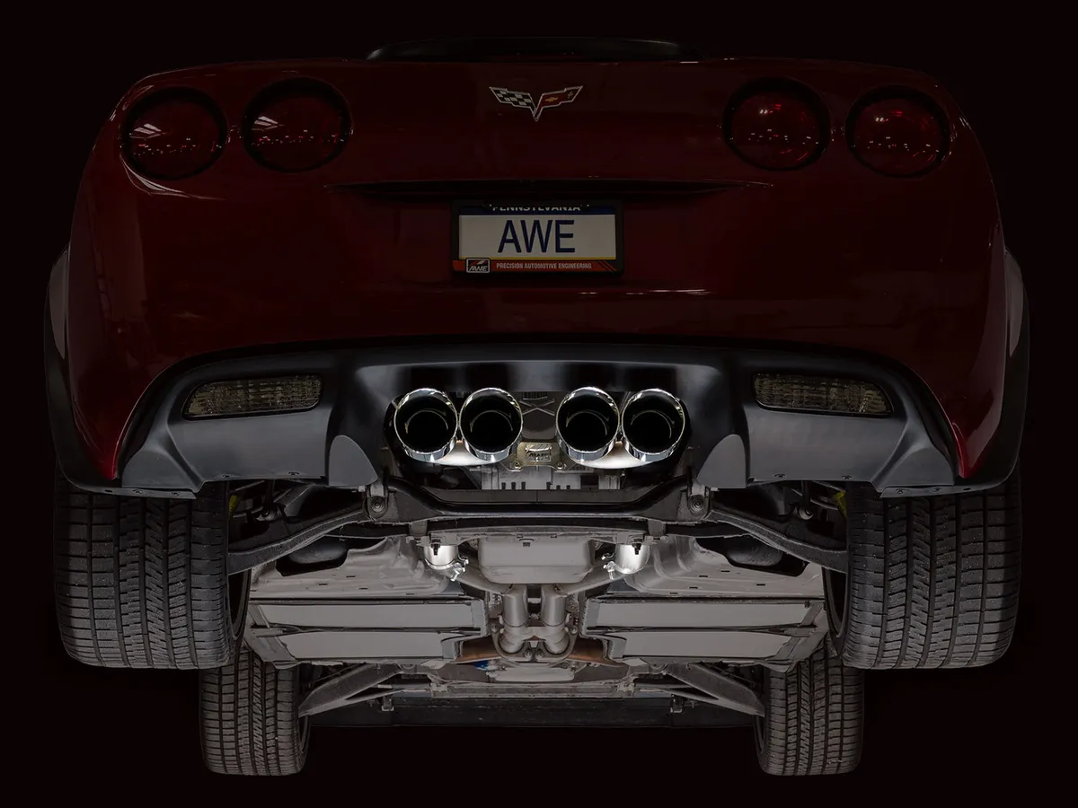 AWE Touring Edition Axleback Exhaust for C6 Chevrolet Corvette 6.0L (2005-2007) and 6.2L (2008) - Diamond Black Tips 3015-43660 product image