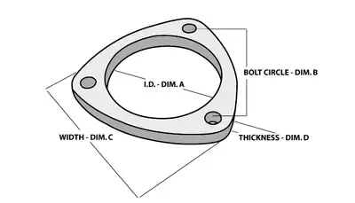 Vibrant Performance Exhaust Flange; 3 in. ID; 4.375 in. Flange W; 4.3125 in. Flange H; 0.375 in. Thickness; Stainless Steel; 3 Bolt; Box Of 5 Flanges; 3.875 in. Bolt Hole Circle;