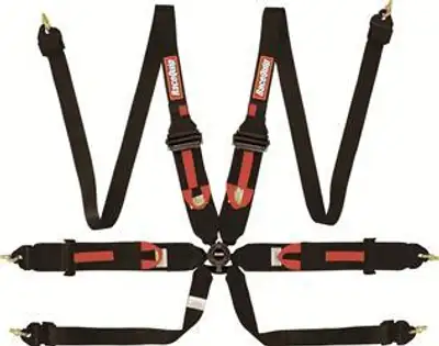 Racequip Rated 6 Pt Camlock Hans Auto Racing Harness Set Pullup Lap Seat Belt Set Black