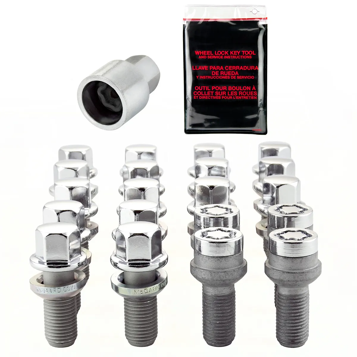 McGard Hex Lug Bolt Install Kit 5 Lug M14x1.5 Radius Seat W/Wheel Lks 17mm Hex 26.3