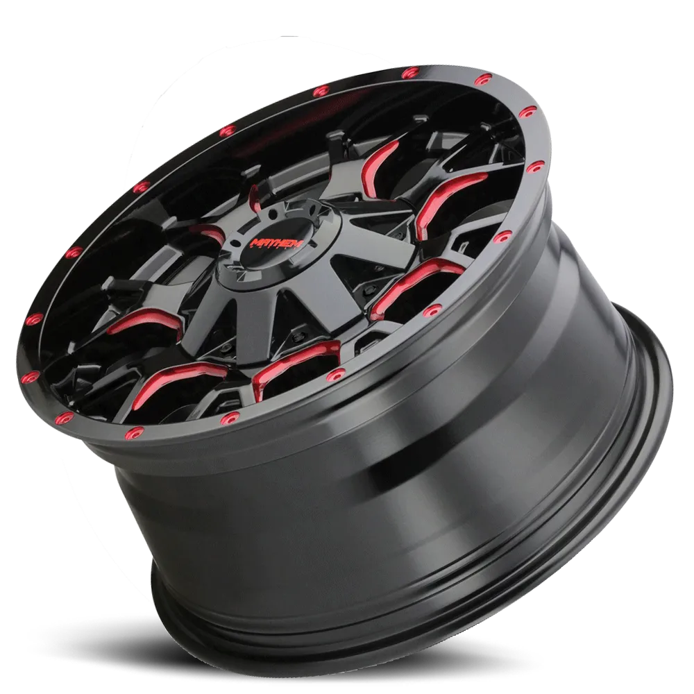 Mayhem Offroad Wheels Warrior 8015 RD 20x9 Prism Red Black 0 Off Set 6 Lug 5 BSM 106 Bore Cast Aluminum product image