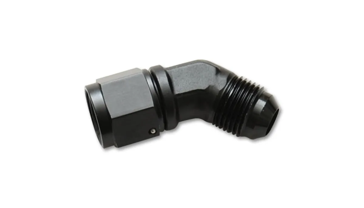 45 Degree Swivel Adapter Fitting; -16AN Female x -16AN Male; 6061 Aluminum; Black Anodized; product image