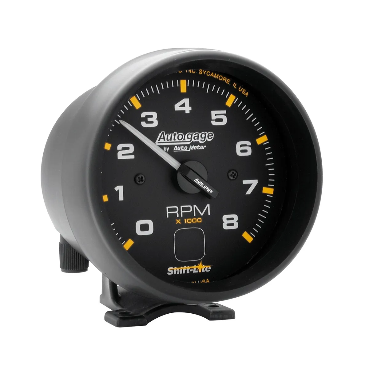 Gauge, Tach, 3 3/4", 8k RPM, Pedestal w/ shift light, Blk Dial Blk Case, AG product image
