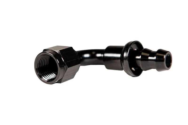 Fleece Performance -10AN 90 Degree to Hose Barb Black Anodized Fitting product image