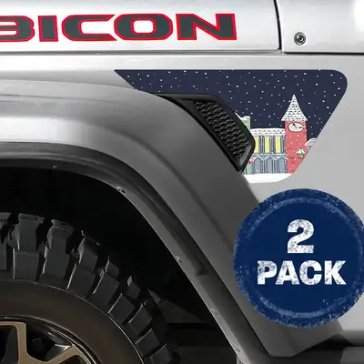 Under The Sun Inserts Xmas Village 2pc Vinyl Fender Decal