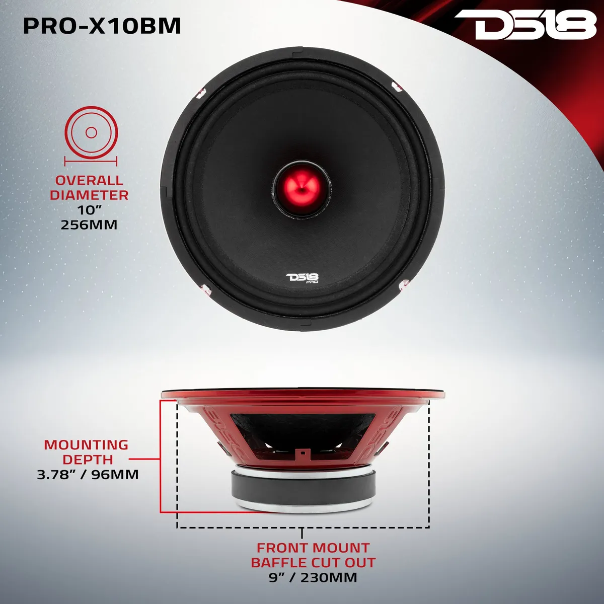 PRO-X 10" Mid-Range Bullet Loudspeaker | 300W RMS 8-Ohm product image