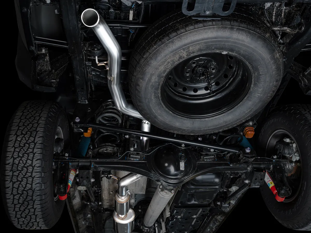 AWE 0FG Exhaust for 4th Gen Toyota Tacoma - Dual Chrome Silver Tips product image