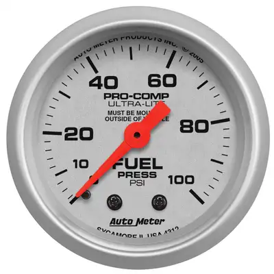AutoMeter Gauge, Fuel Pressure, 2 1/16", 100psi, Mechanical, Ultra-Lite
