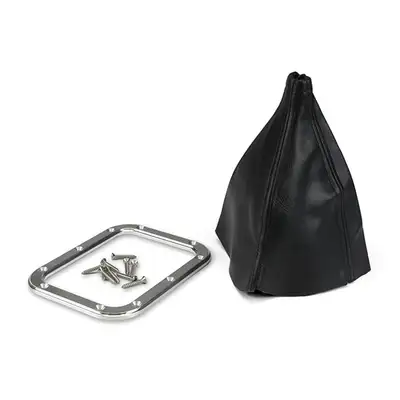 Lokar Rectangular Floor Mount Shifter Boot Kit; Incl. Boot/Stainless Screws/Billet Aluminum Boot Ring;