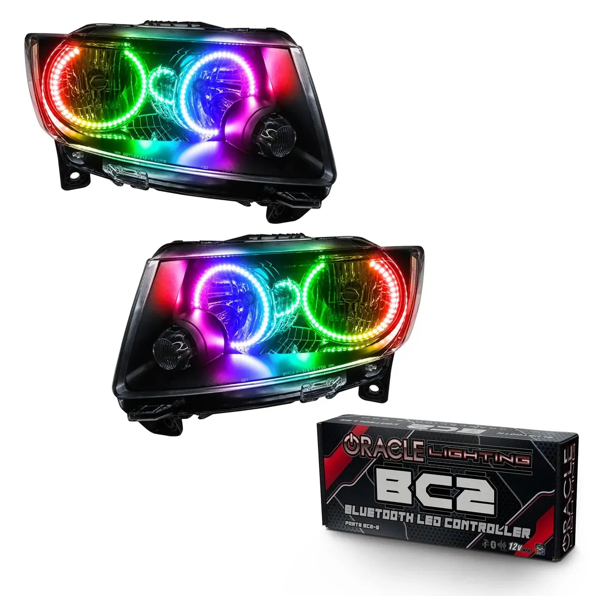 ORACLE Lighting 2011-2013 Jeep Grand Cherokee Non-HID Pre-Assembled LED Halo Headlights - Chrome Housing product image