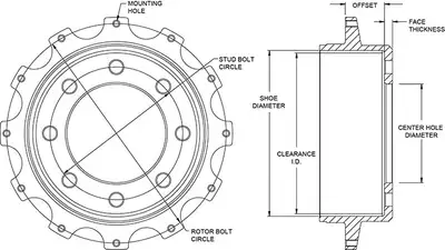 Wilwood Brakes Wilwood HATD-DRUM12x10.75 BC8x6.50 MT1.911