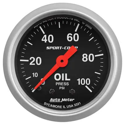 AutoMeter 2-1/16 In. Oil Pressure, 0-100 Psi, Sport-Comp
