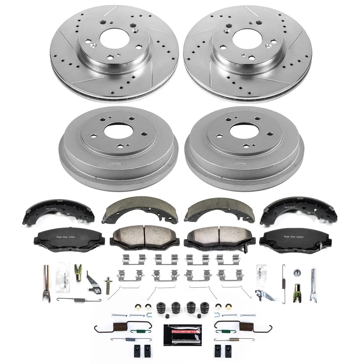 Z36 Truck/Tow Upgrade Kit: Drilled/Slotted Rotors; Carbon-Fiber Ceramic Pads W/Hardware; Coated Drums; Shoes W/Hold Down And Adjuster Kit product image