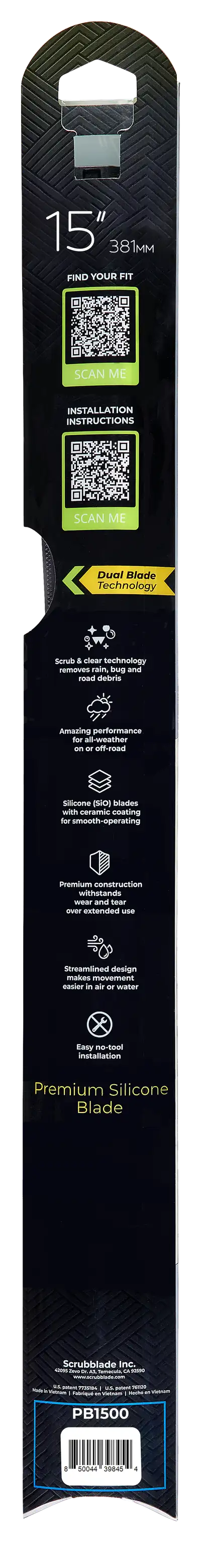 Scrubblade Scrubblade - 15 380mm Black Edition Silicone Wiper Blade - PB1500