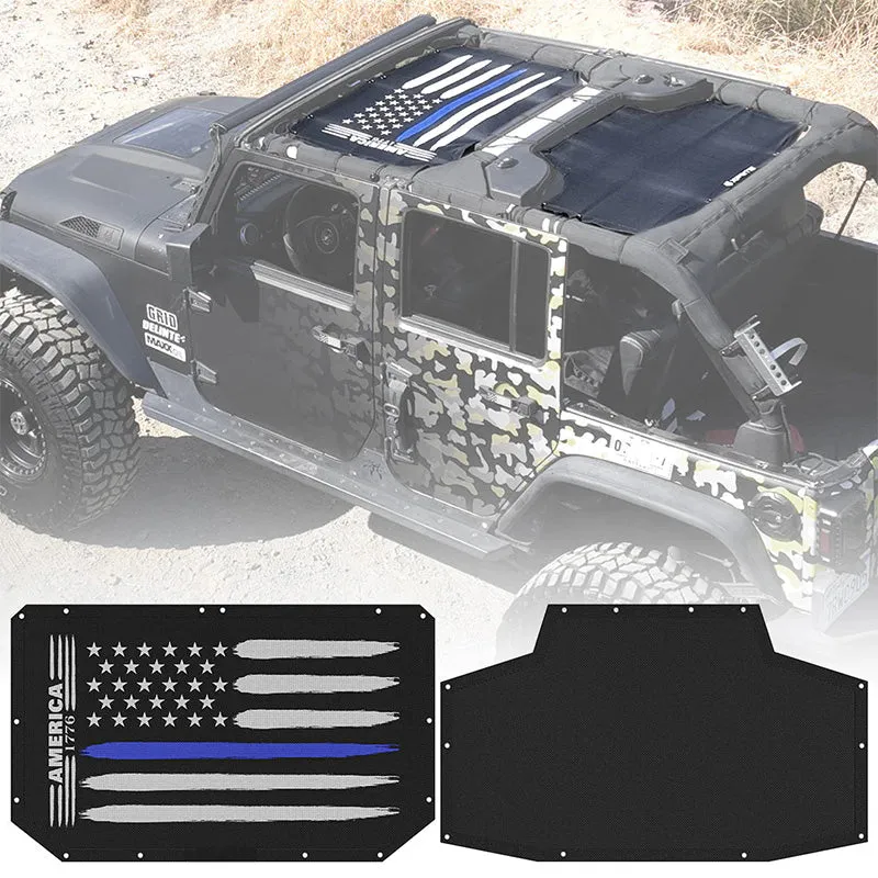 Sunshade Top with Flag Design for Jeep Wrangler JK product image