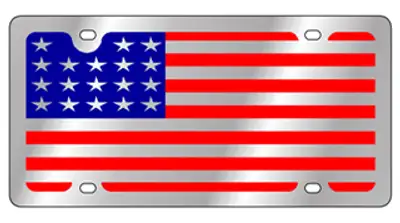 Eurosport Daytona USA Flag Stainless Steel License Plate