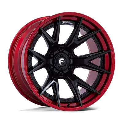 KMC Wheels Fuel Wheels | Catalyst | Matte Black w/ Candy Red Lip