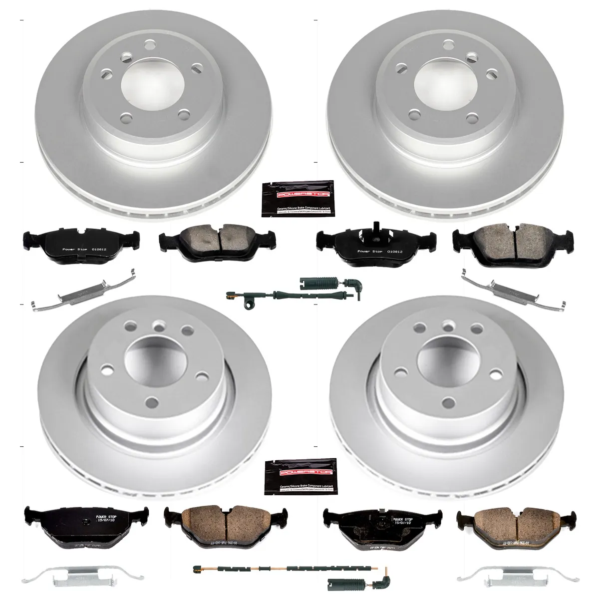 Z23 Sport Geomet Coated Rotor Kit For European Vehicles: Genuine Geomet Fully Coated Rotors; Carbon-Fiber Ceramic Pads W/Hardware; Pad Sensors product image