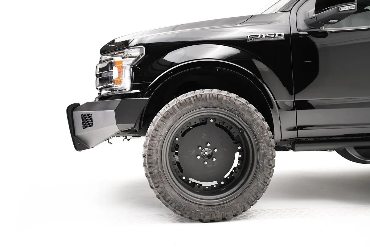 Elite Front Bumper; 2 Stage Black Powder Coated; w/Full Grill Guard; Incl. Light Cut-Outs; product image
