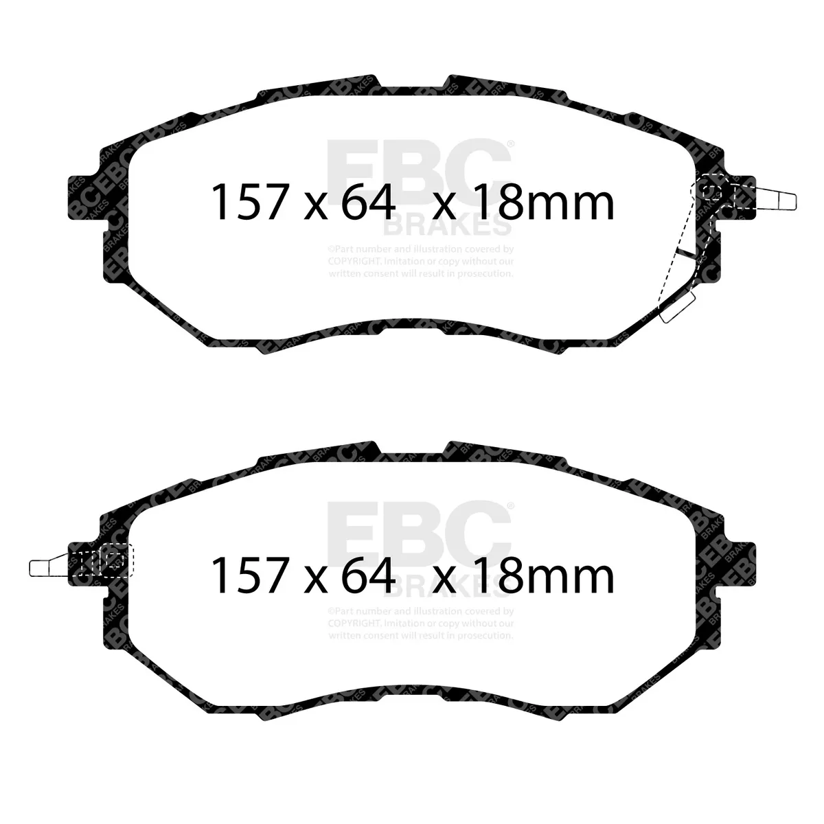 Truck/SUV Extra Duty Brake Pads; FMSI Pad No. D1078; Vented; 316mm Dia.; 57mm Height; 30mm Thick; 58mm Center Hole Dia.; Pad Dimensions: 157 x 64 x 18mm; product image