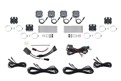 Diode Dynamics Diode Dynamics - Stage Series SXS Rock Light Installer Kit, RGBW M8 w/Controller (4-pack)