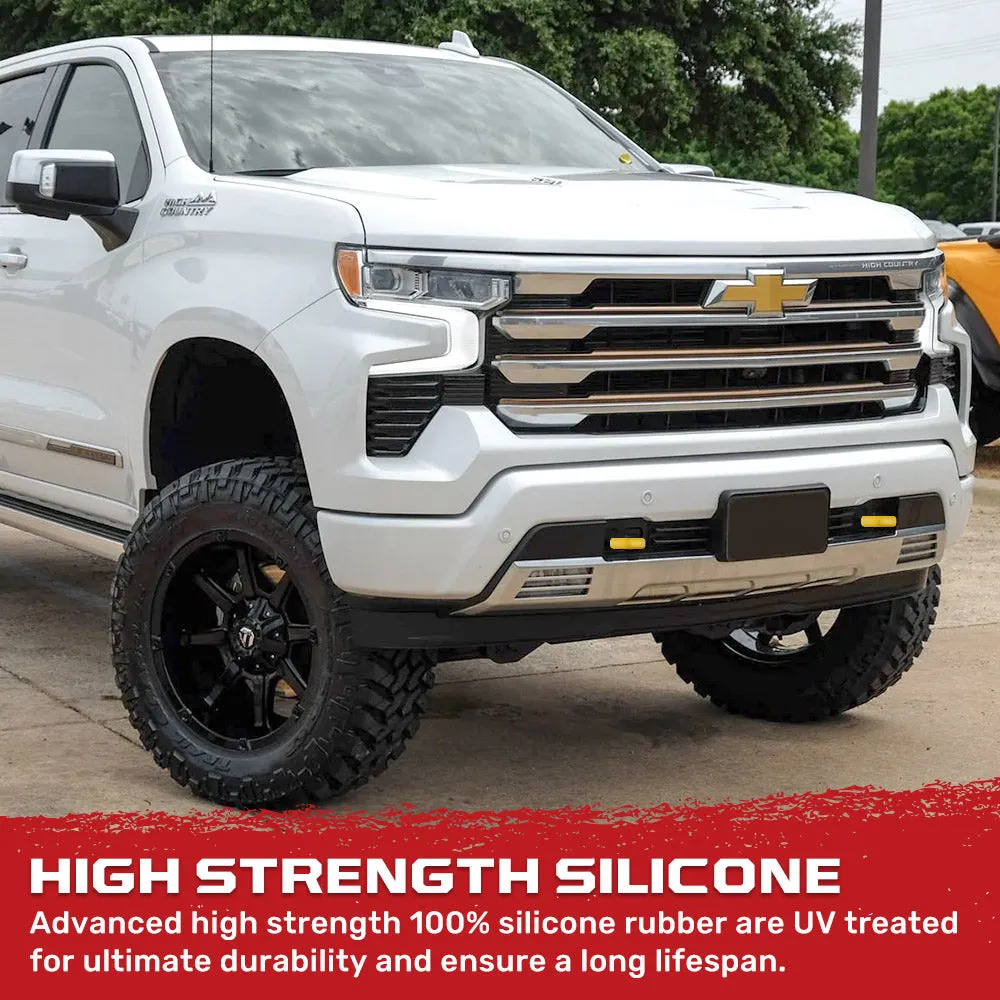 Chevy 20-25 Silverado 1500 Tow Hook Covers 2-Piece Set of Silicone Covers Standard & LED Options - Multiple Colors product image