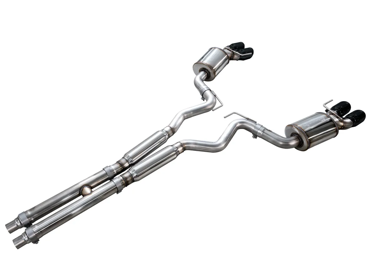 AWE Touring Edition Cat-back Exhaust for the '18-'23 S550 Mustang GT - Quad Chrome Silver Tips product image