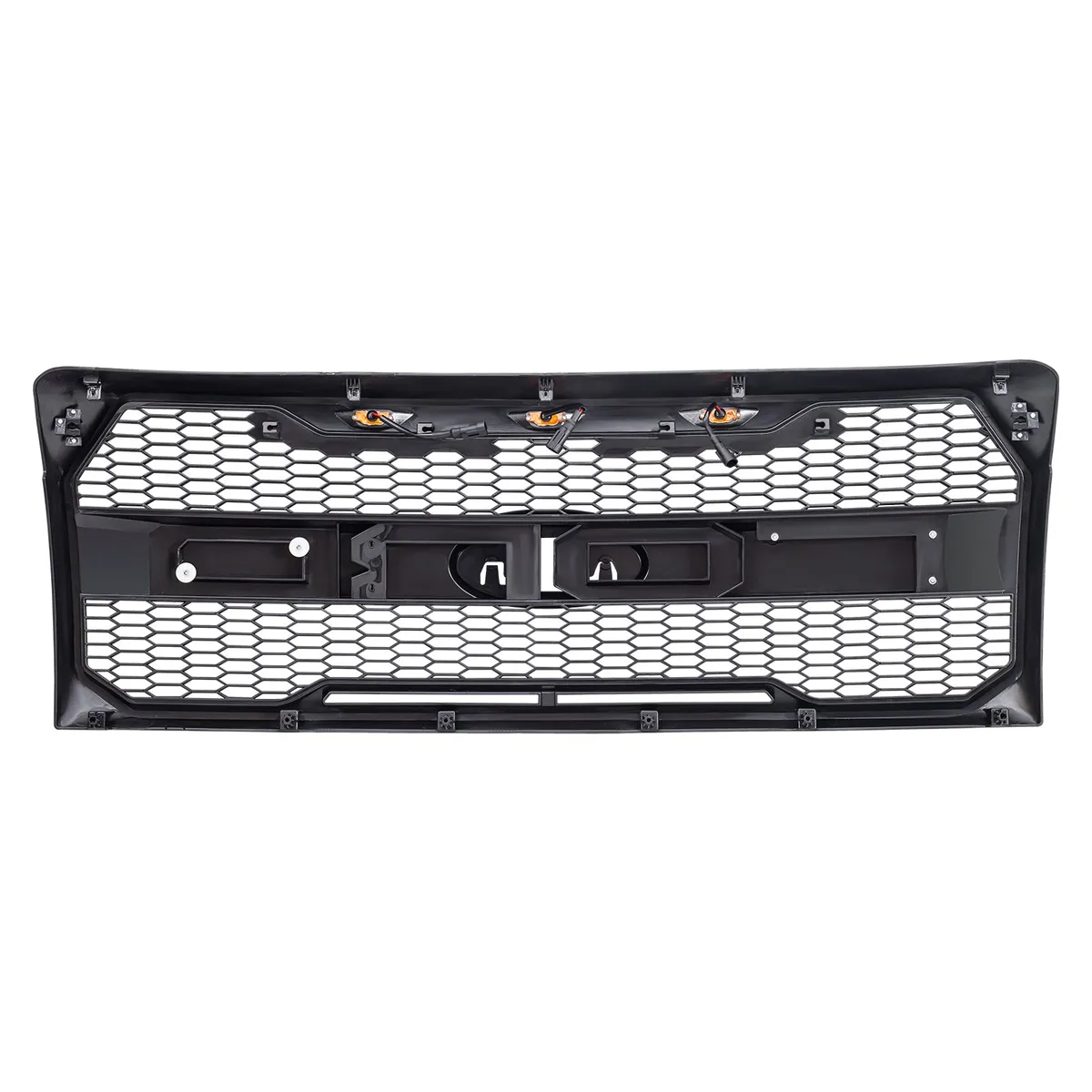 American Modified Amfmaa00159 Raptor Style Grille w/ Amber Lights& Emblem Holder, Matte Black product image