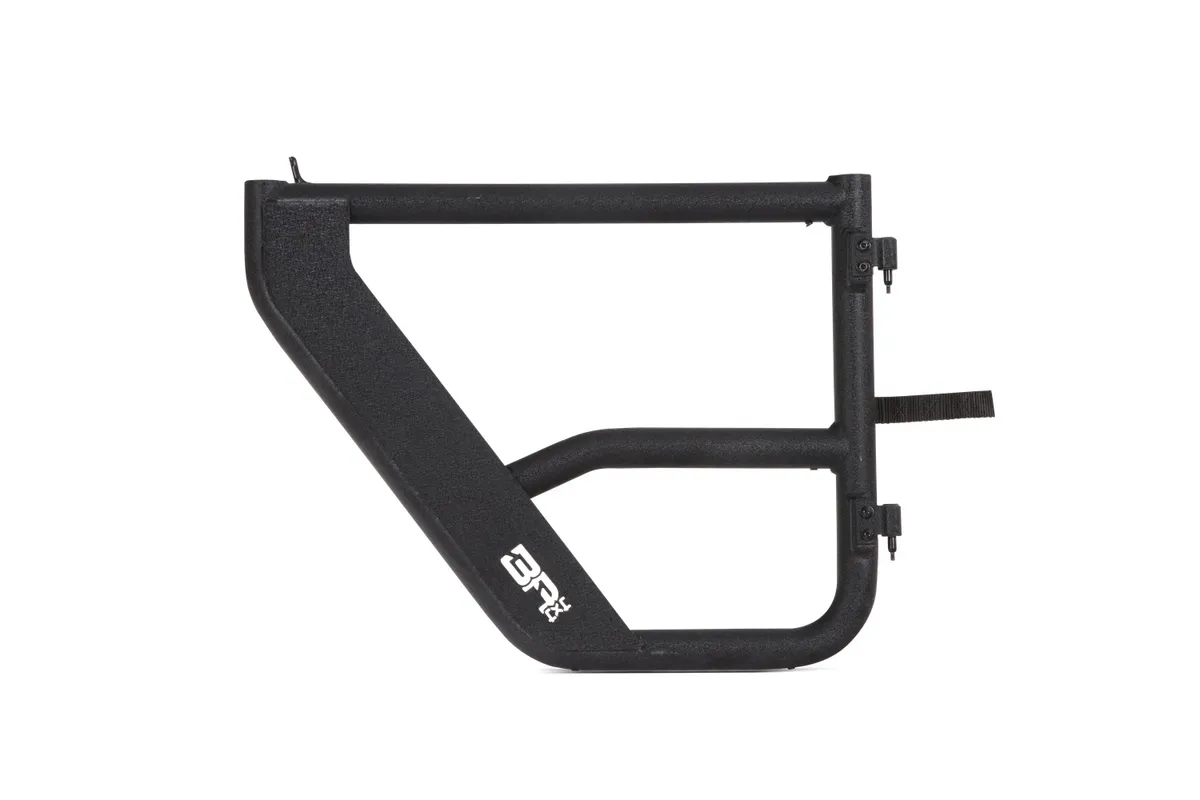 Tube Doors; 2 in. Steel Tube; Rear; Textured; Black; Metal; Pair; Internal Latch Mechanism; product image