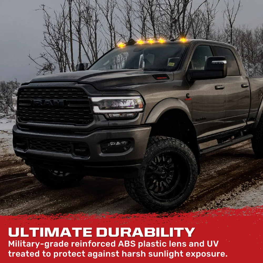 CAB LIGHTS Dodge 19-21 Heavy-Duty 2500 and 3500 5-Piece Set Clear Cab Roof Light Kit with White and Amber Ultra High-Power Strobe LEDs and White or Amber Running Light LEDs product image