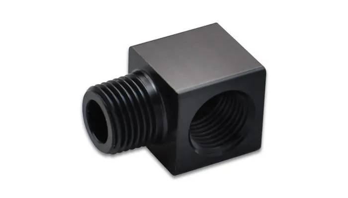 Vibrant Performance 90 Degree Npt Adapter Fitting; 0.125 In. Npt; 6061 Aluminum; Black Anodized; Female Npt to Male Npt; Tight;