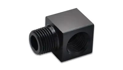 Vibrant Performance 90 Degree Npt Adapter Fitting; 0.125 In. Npt; 6061 Aluminum; Black Anodized; Female Npt to Male Npt; Tight;