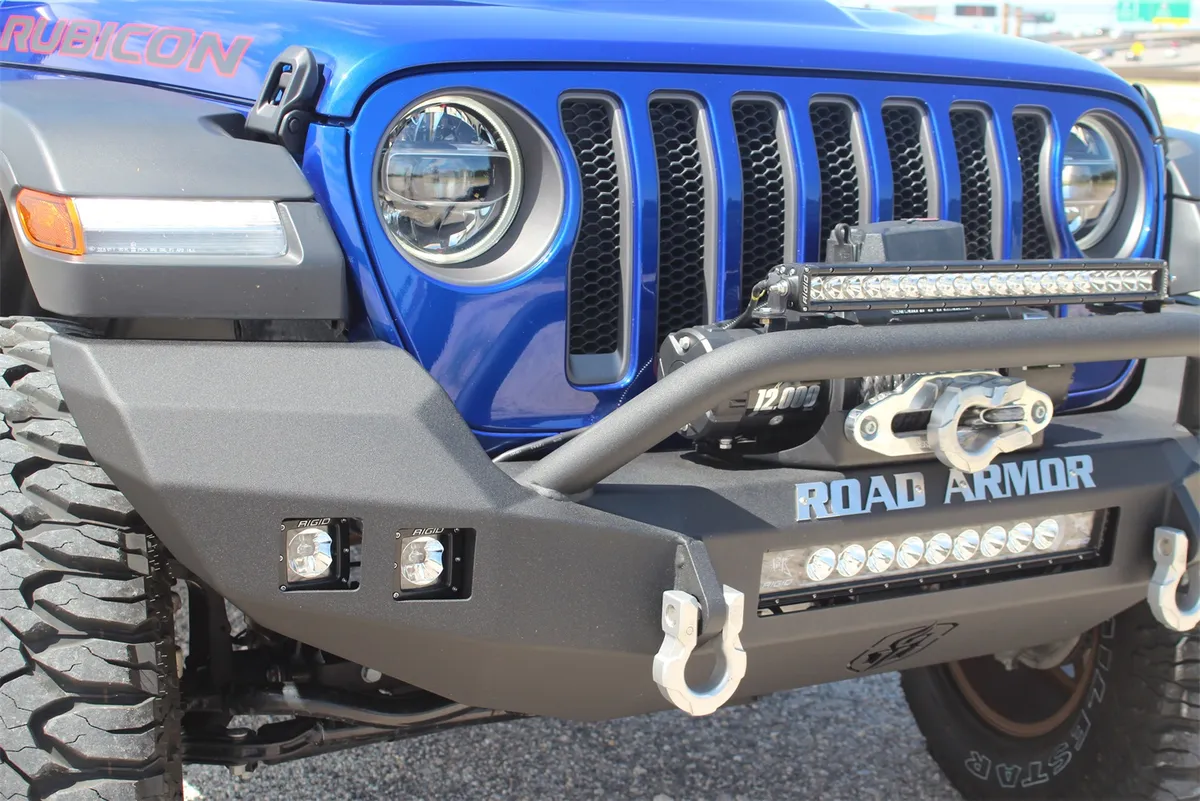 Stealth Front Full Width Winch Bumper Sheet Metal Pre-Runner Guard | Rubicon Only - Texture Black 2018-2025 Jeep JL JLU JT product image