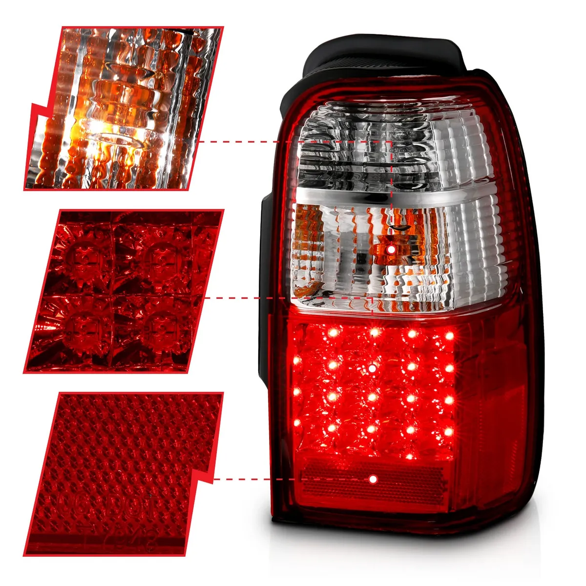 Toyota 4runner 01-02 LED Tail Lights Chrome Red/Clear Lens product image