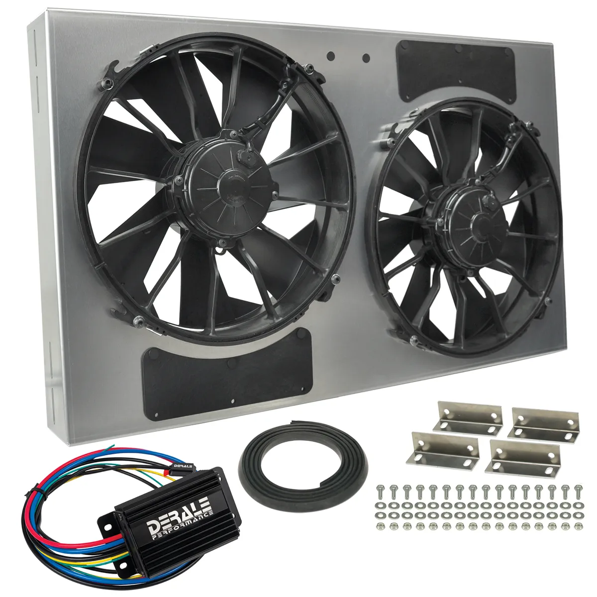 Derale 66838 Powerpack - High Output Dual 12 RAD Fan/Alum Shroud Kit w/ PWM Controller product image