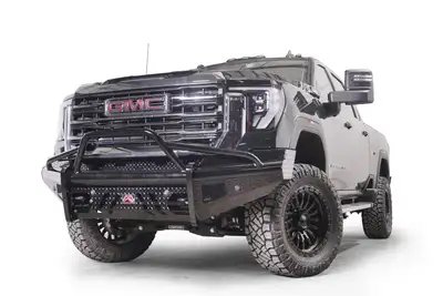 Fab Fours 24c Sierra 2500/3500hd Steel Sensor Front Bumper w/ Prerunner Guard Gloss Black