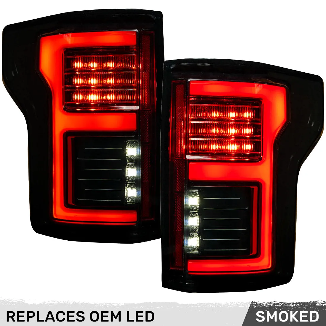 Ford F150 15-17 And Raptor 17-19 Replaces OEM LED Style Tail Lights w Blind Spot Warning System Oled Tail Lights - Cle product image