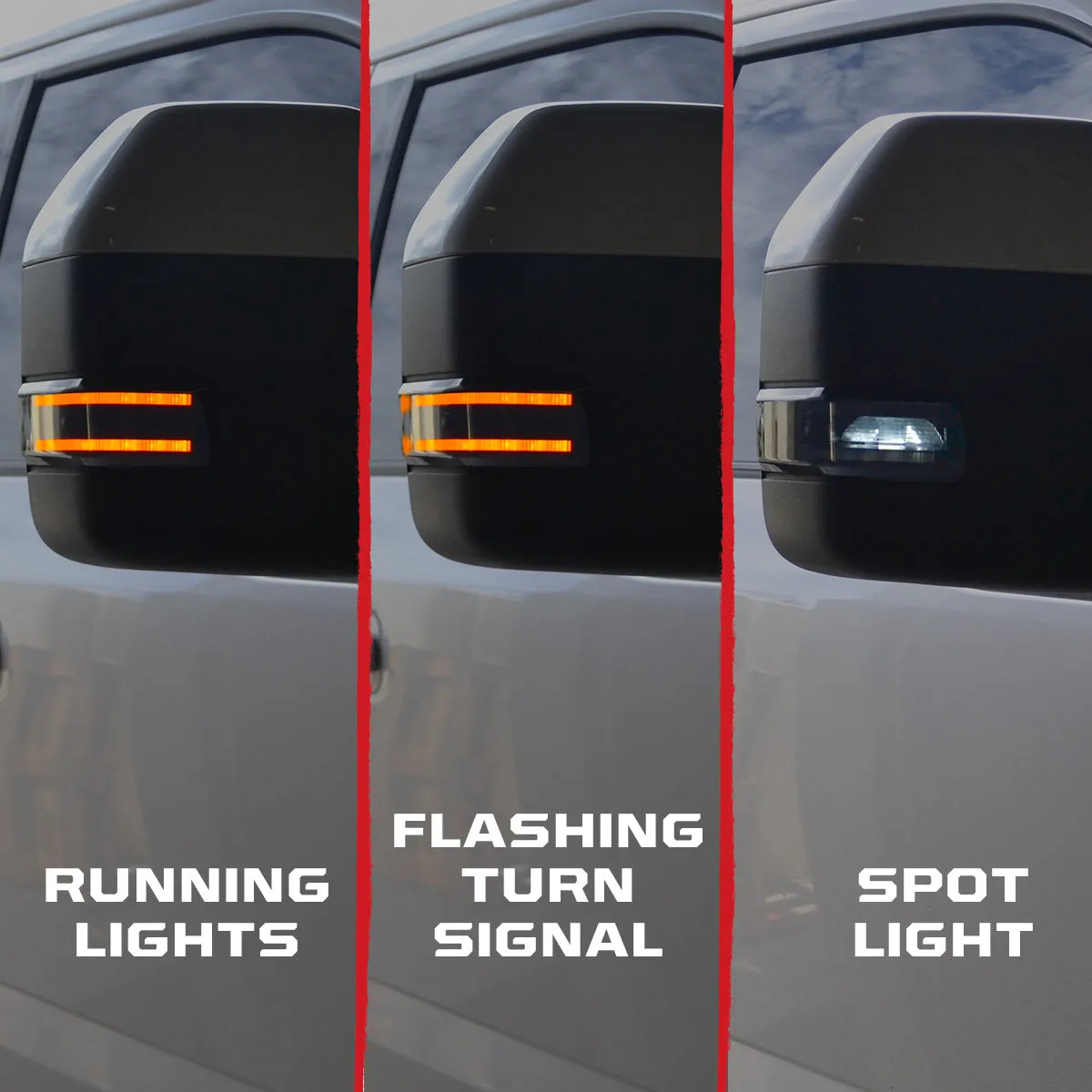 Ford 17-19 F250f350f450 Superduty Side Mirror Lenses 2-Piece Set w Amber LED Running Lights Amber Flashing LED Turn product image
