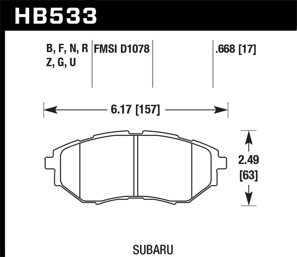 HPS 5.0 Disc Brake Pad; 0.668 Thickness; product image
