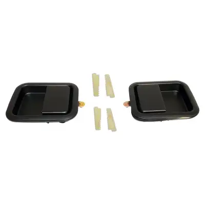Crown Automotive Jeep Replacement Black Exterior Door Handle Kit For 198106 Jeep Cjs YJ TJ w/ Full Steel Doors