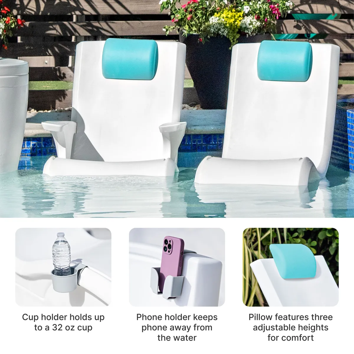 Vero Pool Accessories Includes Pillow Cup Holder & Phone Holder Attachment Gray product image